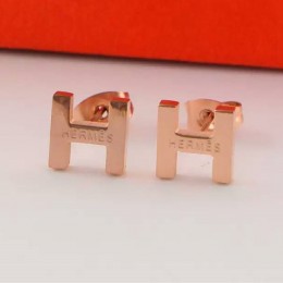 Hermes H Earrings in Pink Gold